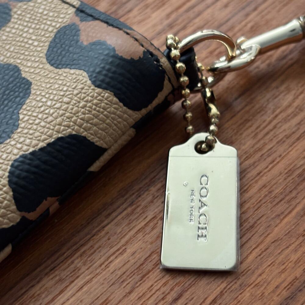 Coach Leopard Cheetah Print Crossbody Handbag, black and tan mini purse - Picture 6 of 10